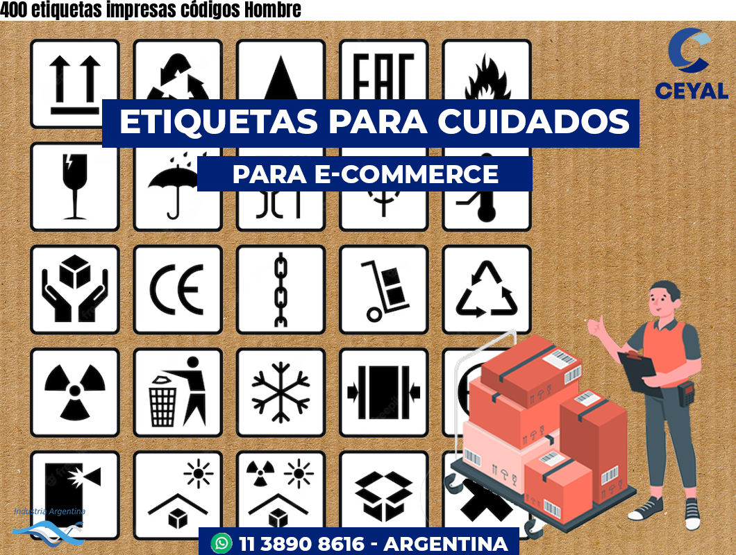 400 etiquetas impresas códigos Hombre