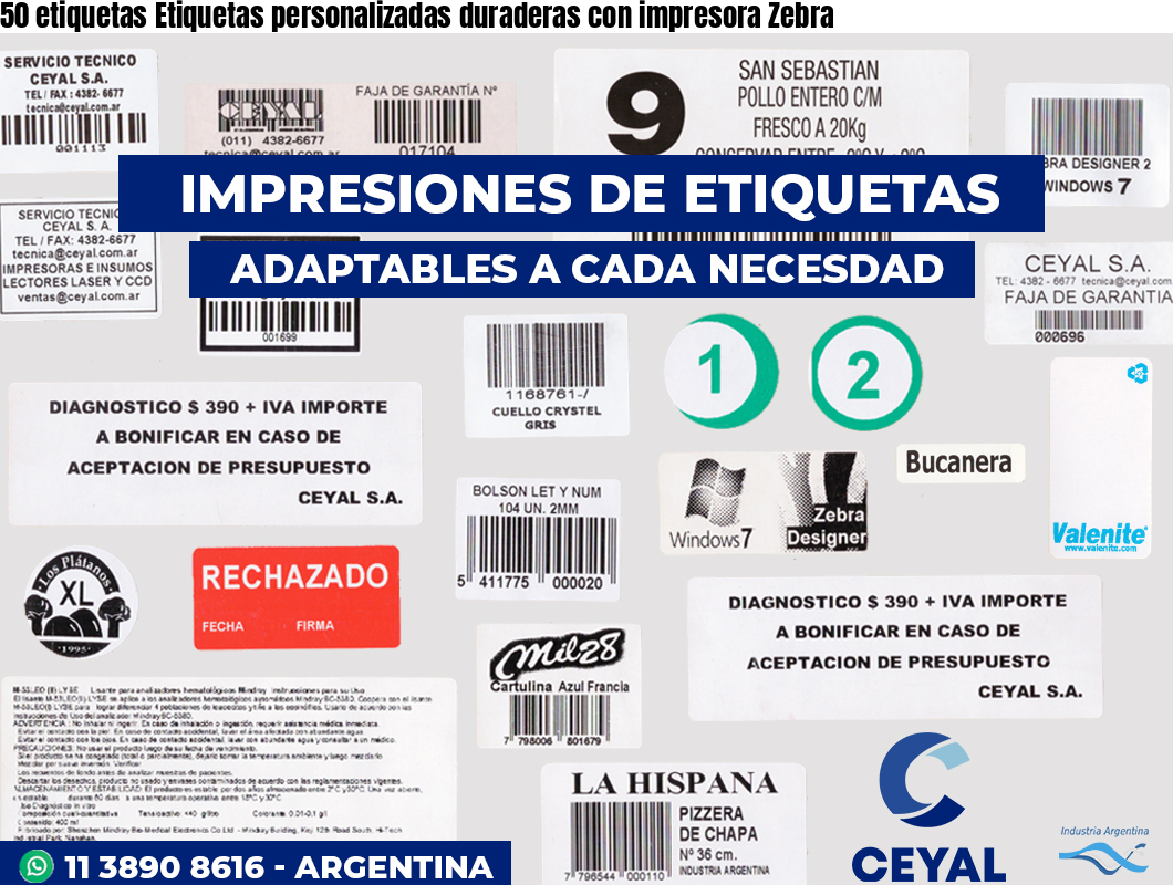 50 etiquetas Etiquetas personalizadas duraderas con impresora Zebra