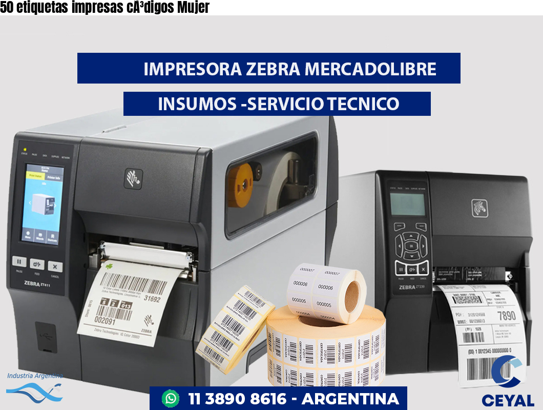50 etiquetas impresas cÃ³digos Mujer