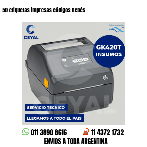 50 etiquetas impresas códigos bebés