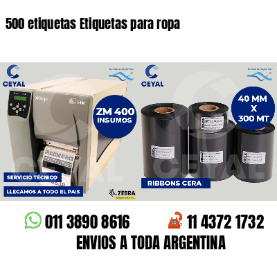 500 etiquetas Etiquetas para ropa