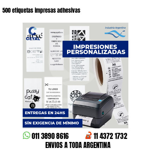 500 etiquetas impresas adhesivas