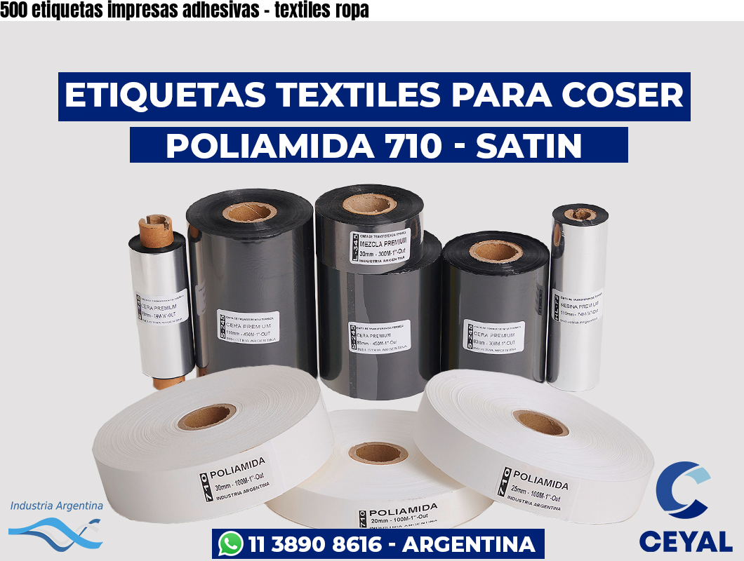 500 etiquetas impresas adhesivas – textiles ropa