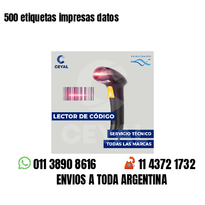 500 etiquetas impresas datos