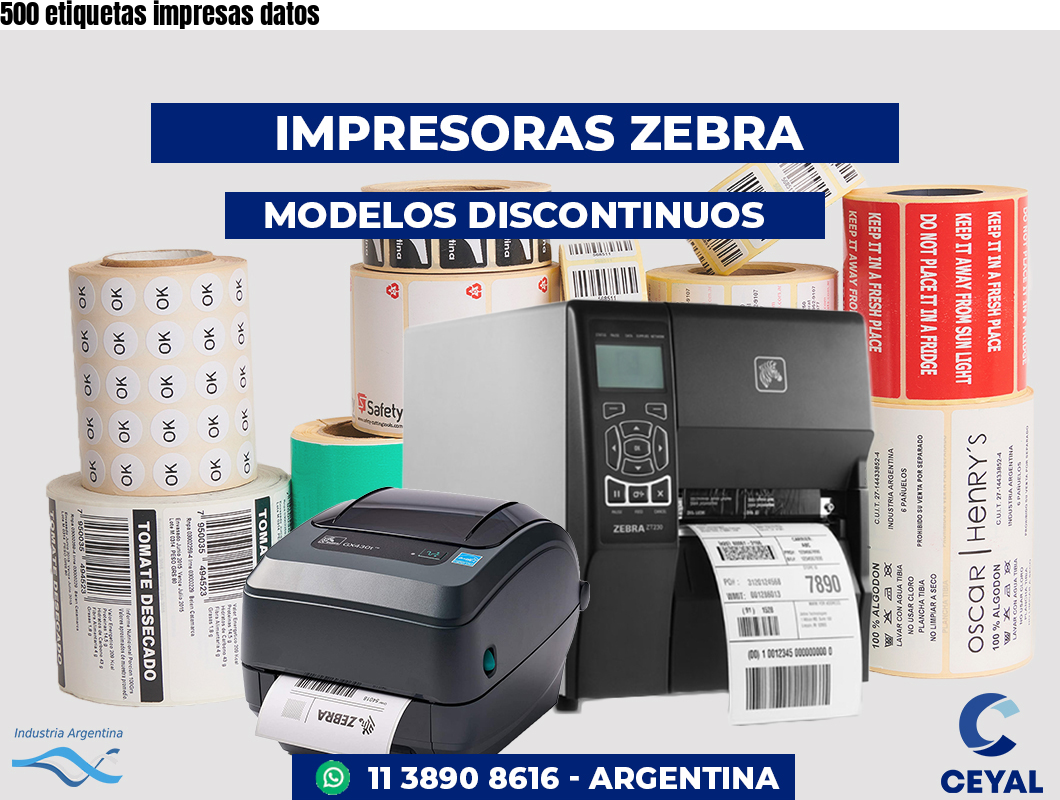 500 etiquetas impresas datos