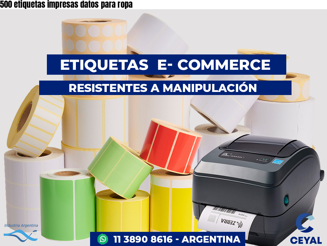500 etiquetas impresas datos para ropa