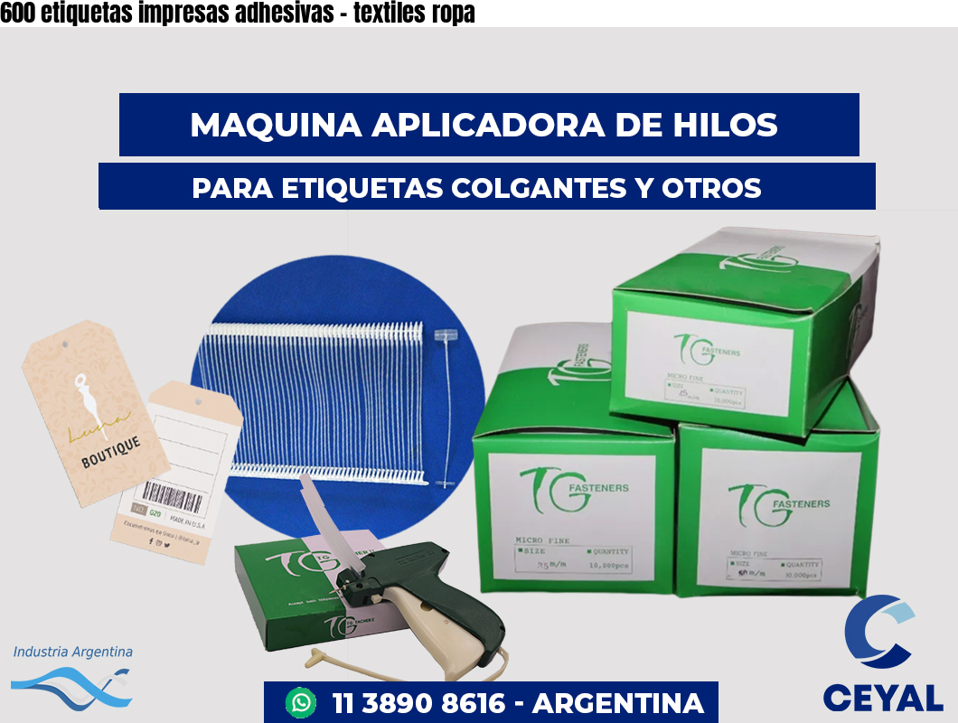 600 etiquetas impresas adhesivas - textiles ropa