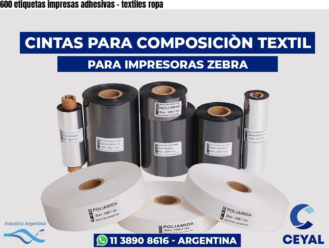 600 etiquetas impresas adhesivas – textiles ropa