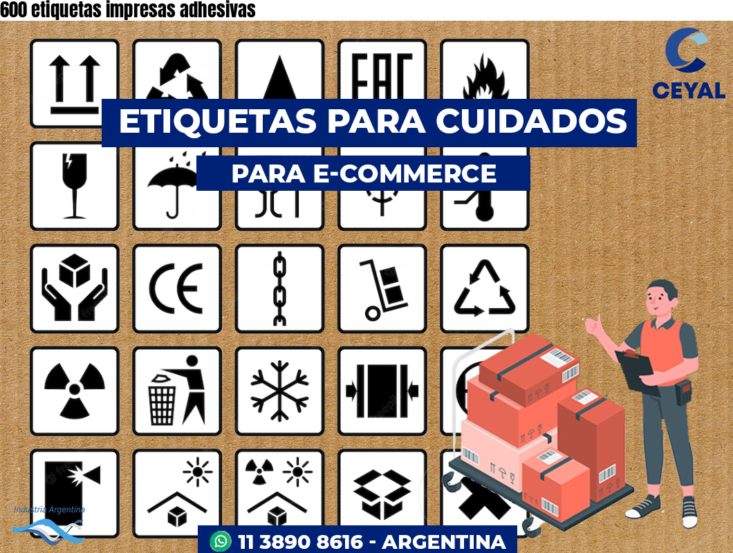 600 etiquetas impresas adhesivas