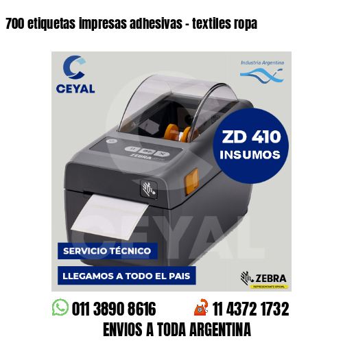 700 etiquetas impresas adhesivas - textiles ropa