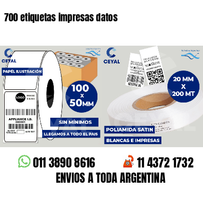 700 etiquetas impresas datos