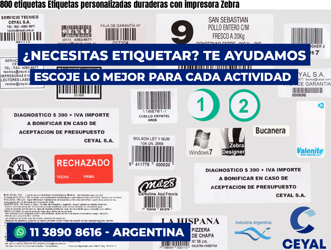 800 etiquetas Etiquetas personalizadas duraderas con impresora Zebra