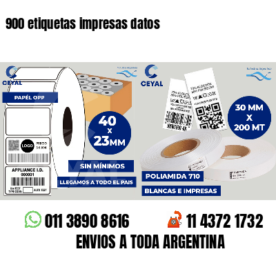 900 etiquetas impresas datos