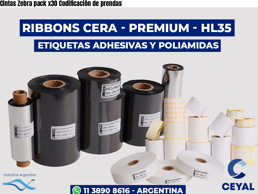 Cintas Zebra pack x30 Codificación de prendas