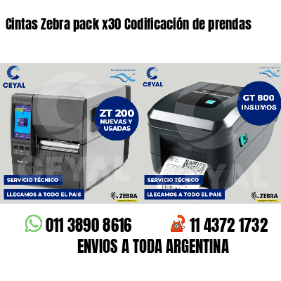 Cintas Zebra pack x30 Codificación de prendas