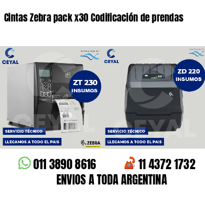 Cintas Zebra pack x30 Codificación de prendas