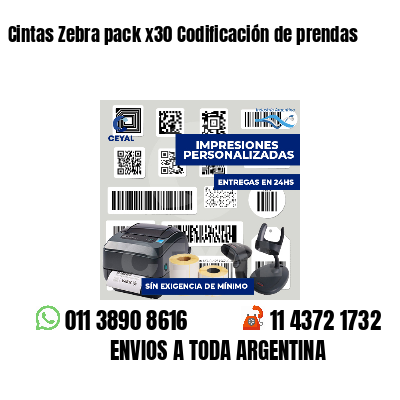 Cintas Zebra pack x30 Codificación de prendas