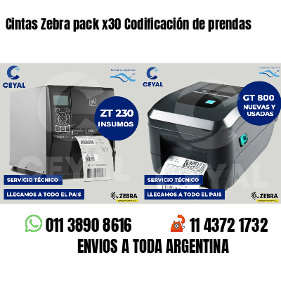 Cintas Zebra pack x30 Codificación de prendas