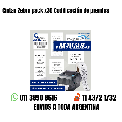 Cintas Zebra pack x30 Codificación de prendas