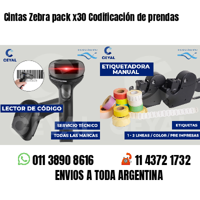 Cintas Zebra pack x30 Codificación de prendas