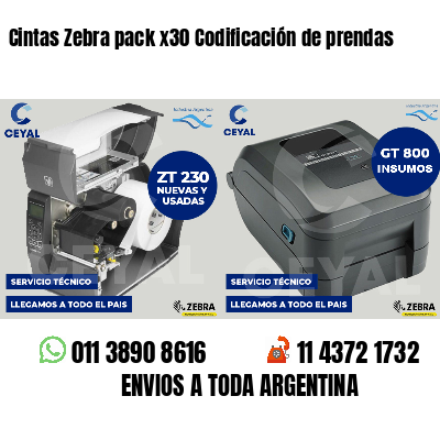 Cintas Zebra pack x30 Codificación de prendas