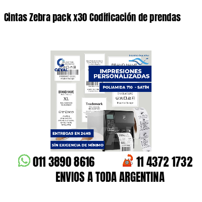 Cintas Zebra pack x30 Codificación de prendas