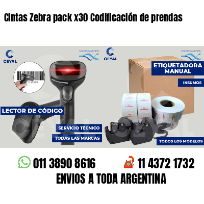Cintas Zebra pack x30 Codificación de prendas