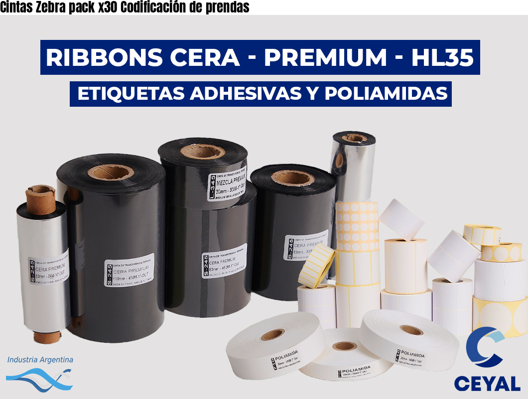 Cintas Zebra pack x30 Codificación de prendas