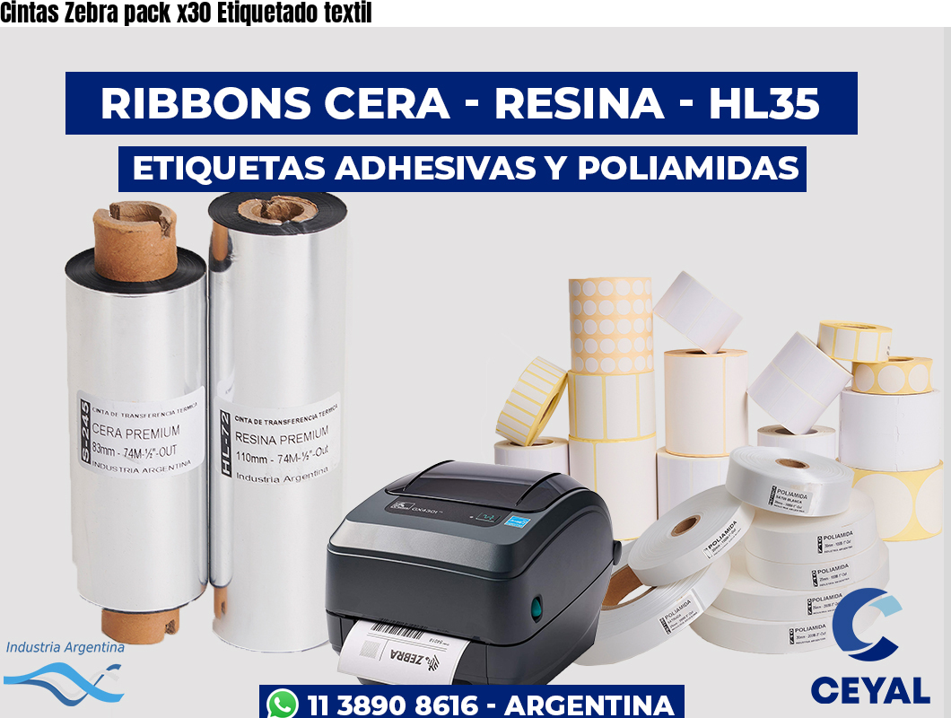 Cintas Zebra pack x30 Etiquetado textil
