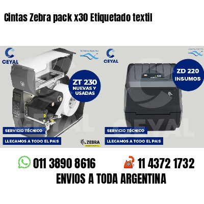 Cintas Zebra pack x30 Etiquetado textil