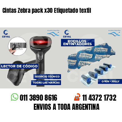 Cintas Zebra pack x30 Etiquetado textil