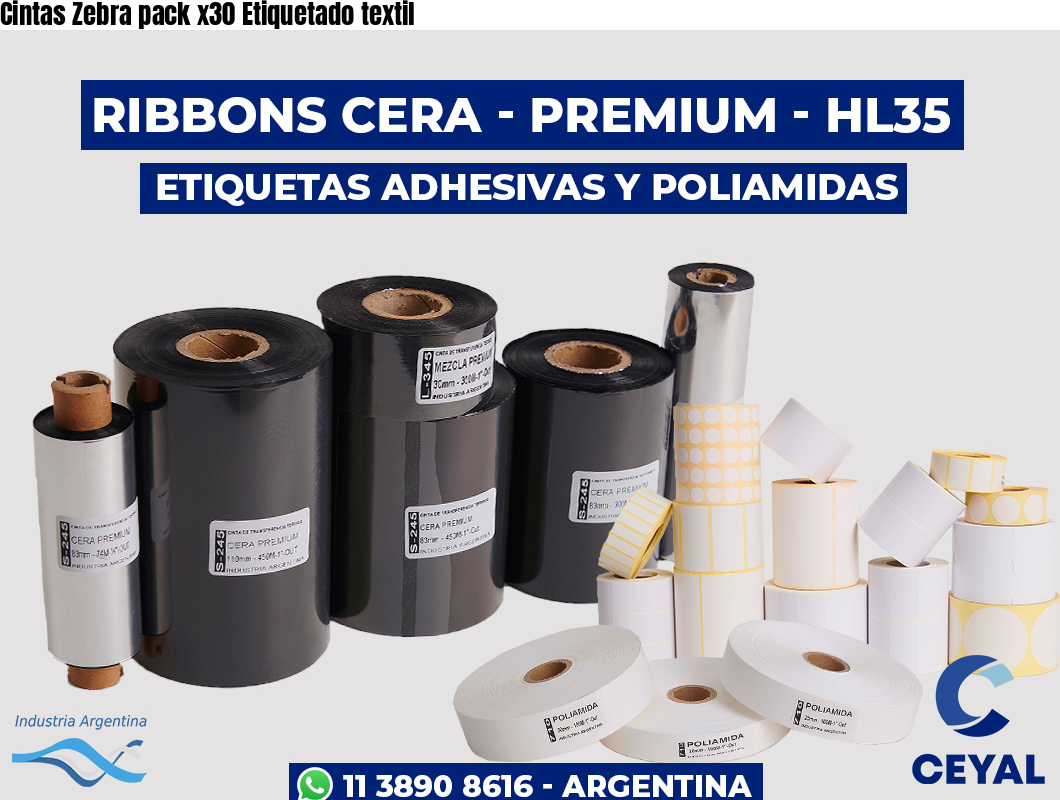 Cintas Zebra pack x30 Etiquetado textil