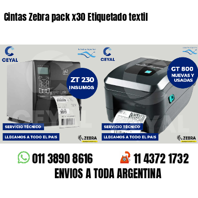 Cintas Zebra pack x30 Etiquetado textil