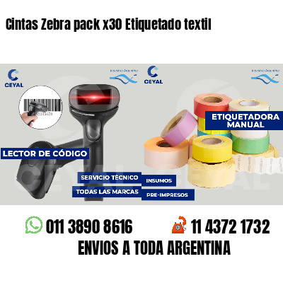 Cintas Zebra pack x30 Etiquetado textil