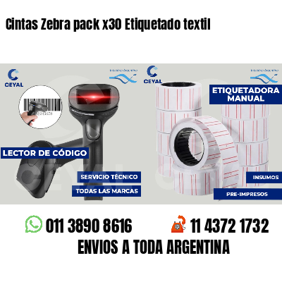 Cintas Zebra pack x30 Etiquetado textil