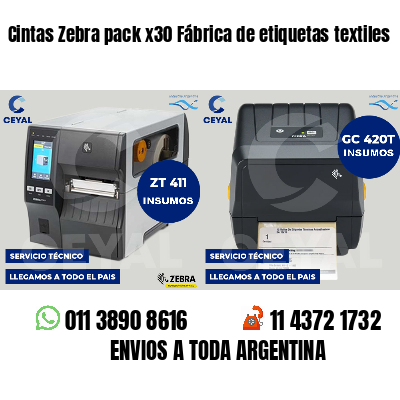Cintas Zebra pack x30 Fábrica de etiquetas textiles