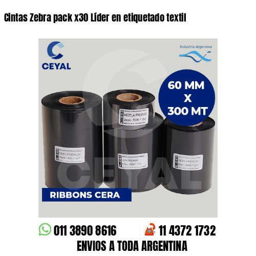 Cintas Zebra pack x30 Líder en etiquetado textil
