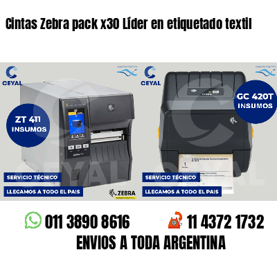 Cintas Zebra pack x30 Líder en etiquetado textil