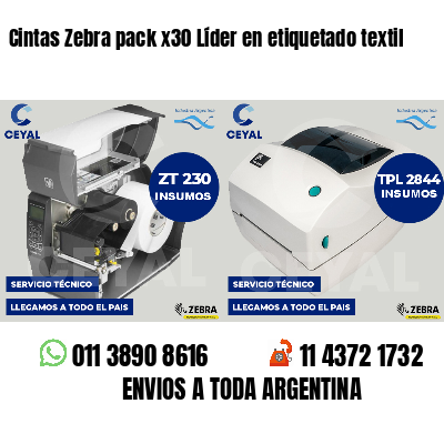 Cintas Zebra pack x30 Líder en etiquetado textil