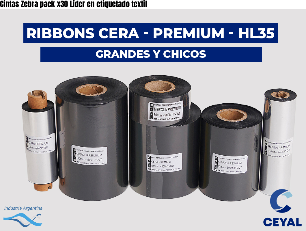 Cintas Zebra pack x30 Líder en etiquetado textil