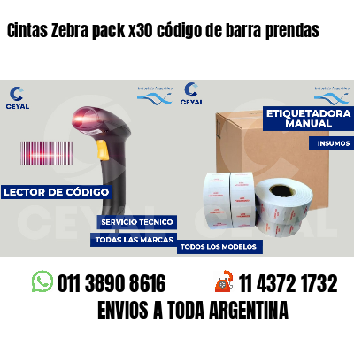 Cintas Zebra pack x30 código de barra prendas