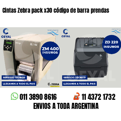 Cintas Zebra pack x30 código de barra prendas