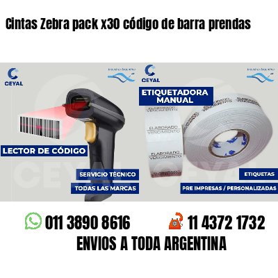 Cintas Zebra pack x30 código de barra prendas
