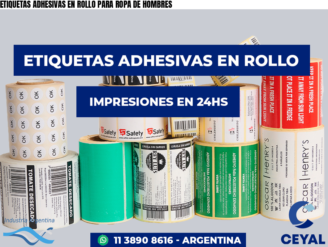 ETIQUETAS ADHESIVAS EN ROLLO PARA ROPA DE HOMBRES
