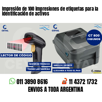 Impresión de 100 impresiones de etiquetas para la identificación de activos