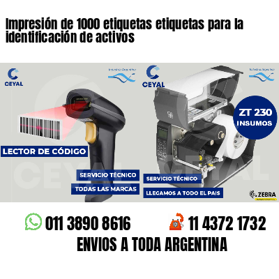 Impresión de 1000 etiquetas etiquetas para la identificación de activos
