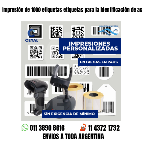 Impresión de 1000 etiquetas etiquetas para la identificación de activos