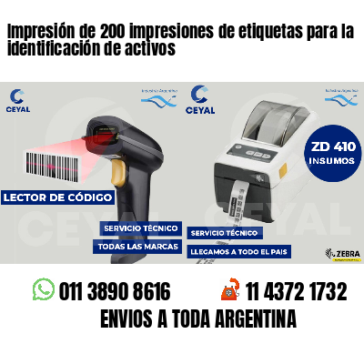 Impresión de 200 impresiones de etiquetas para la identificación de activos