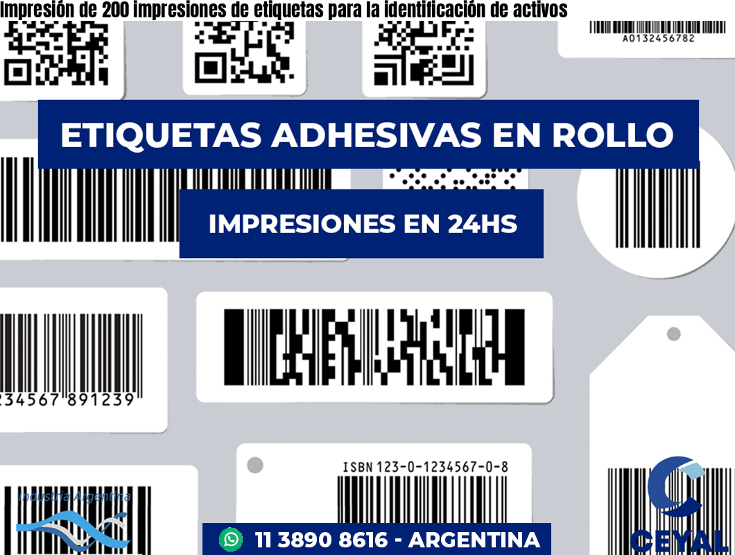 Impresión de 200 impresiones de etiquetas para la identificación de activos