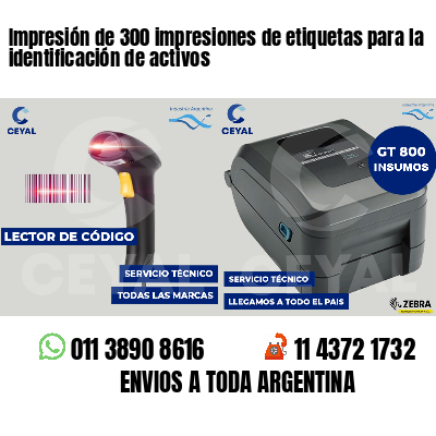Impresión de 300 impresiones de etiquetas para la identificación de activos